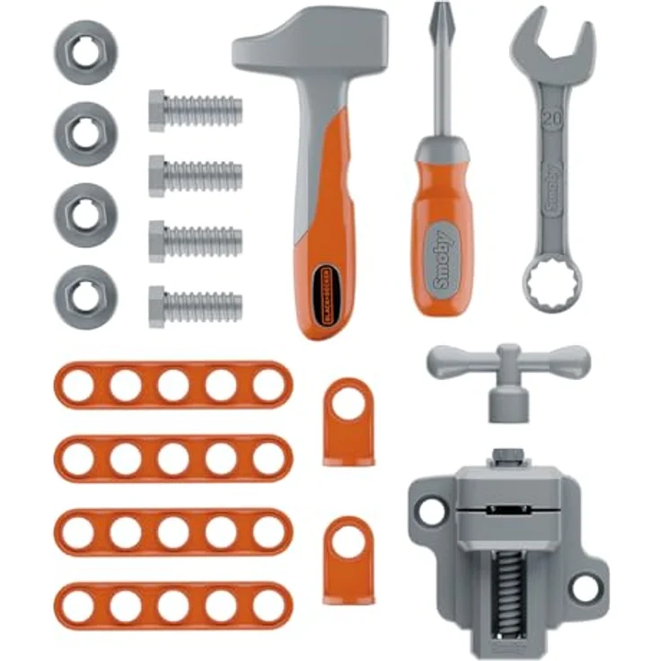 Smoby 3-in-1 Spielwerkbank Black+Decker, Made in Europe mit 19 Zubehörteilen, mobil als Trolley oder Schubkarre nutzbar – Bild 2