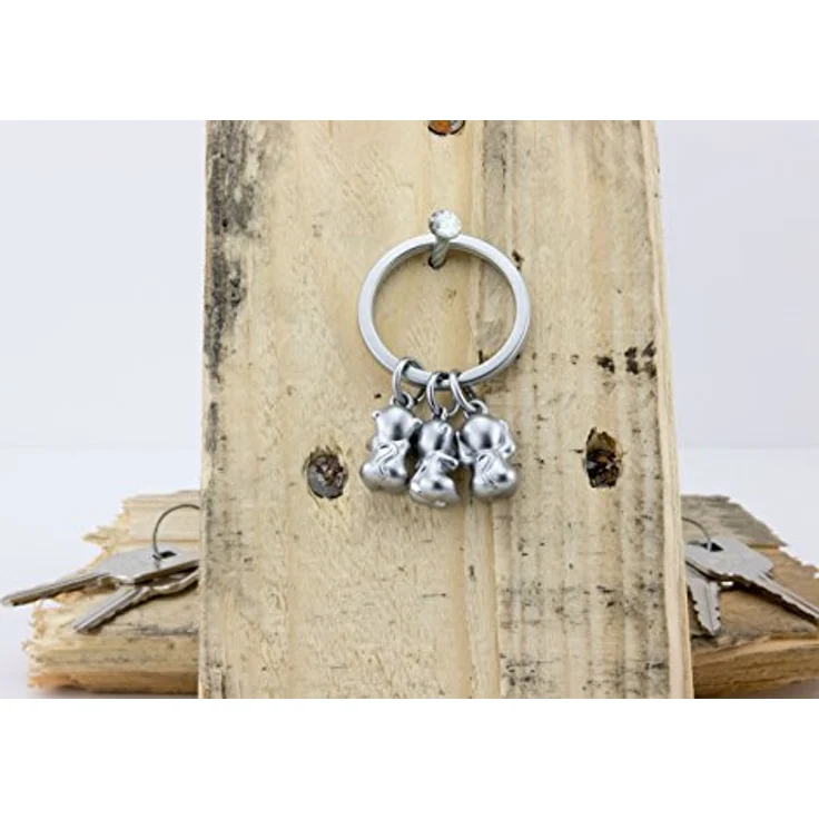 TROIKA THREE MONKEYS KR17-18/MA, Schlüsselanhänger aus Metallguss mit 3 Emoji Affen – Nichts sehen, hören, sagen – verchromt, silber, TROIKA-Original – Bild 4