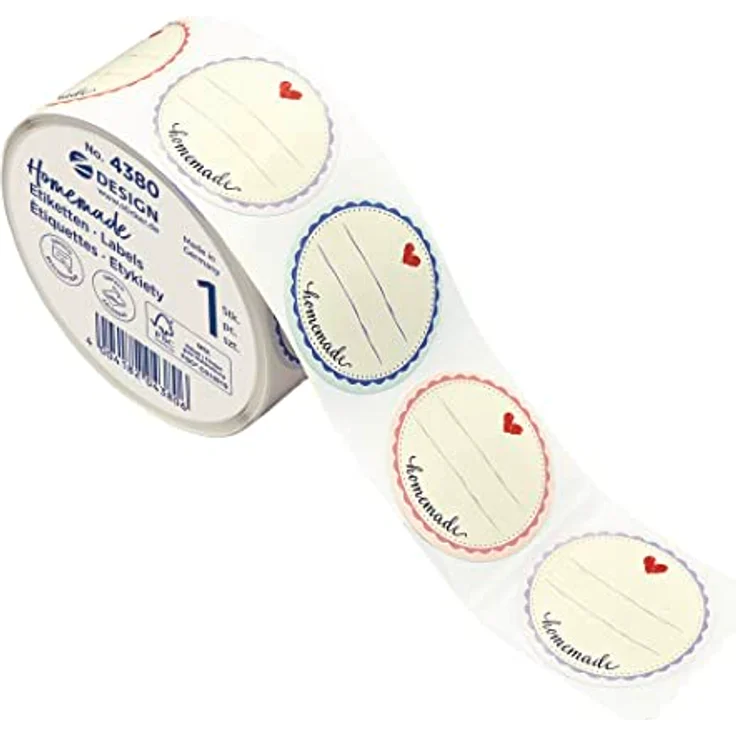 AVERY Zweckform Marmeladen Etiketten selbstklebend 600 Stück, runde 38 mm Aufkleber "Homemade", ablösbar, FSC-zertifiziert, Made in Germany – Bild 1
