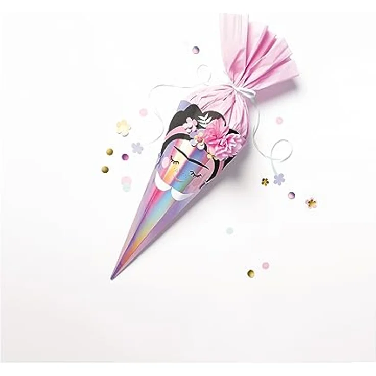 folia 92702 - Schultüte Bastelset UNICORN SCHOOL, Bastelmaterial für eine Zuckertüte, gestaltbar als Einhorn, Frida oder Meerjungfrau, ca. 68 cm – Bild 4