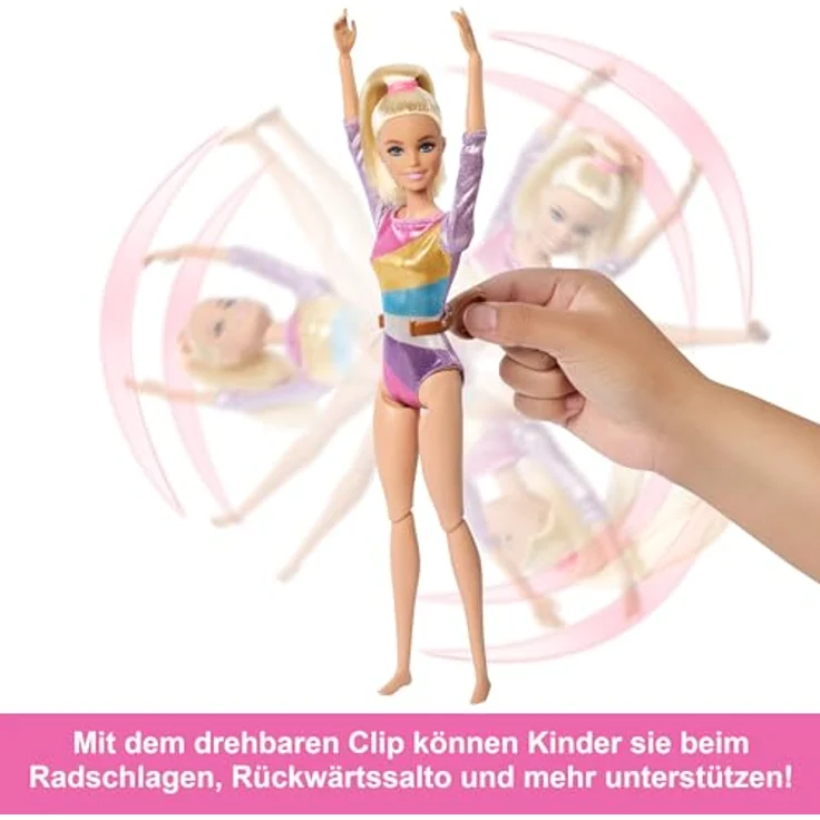 Barbie Anziehpuppe Gymnastik Spielset mit Drehfunktion und mehr als 10 Zubehörteilen – Bild 4