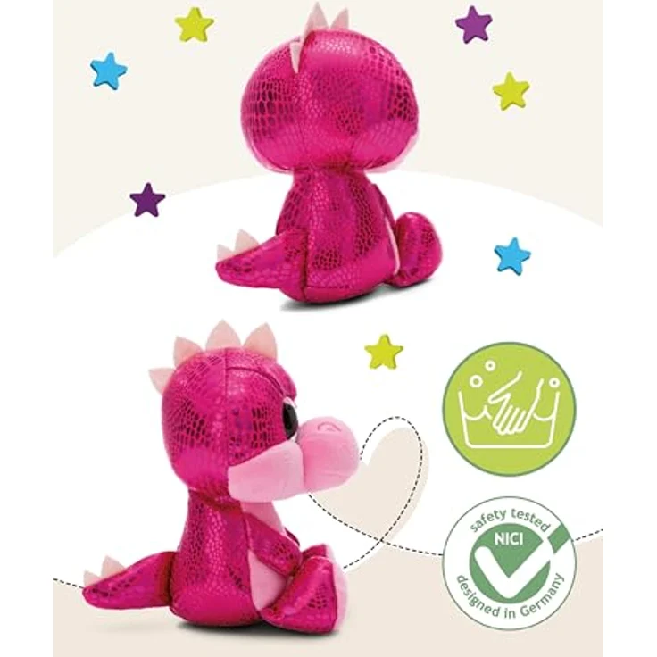 NICI GLUBSCHIS Kuscheltier Drache Kay-Kay, 15 cm, farbenfrohes Plüschtier mit Glitzeraugen, pink – Bild 3