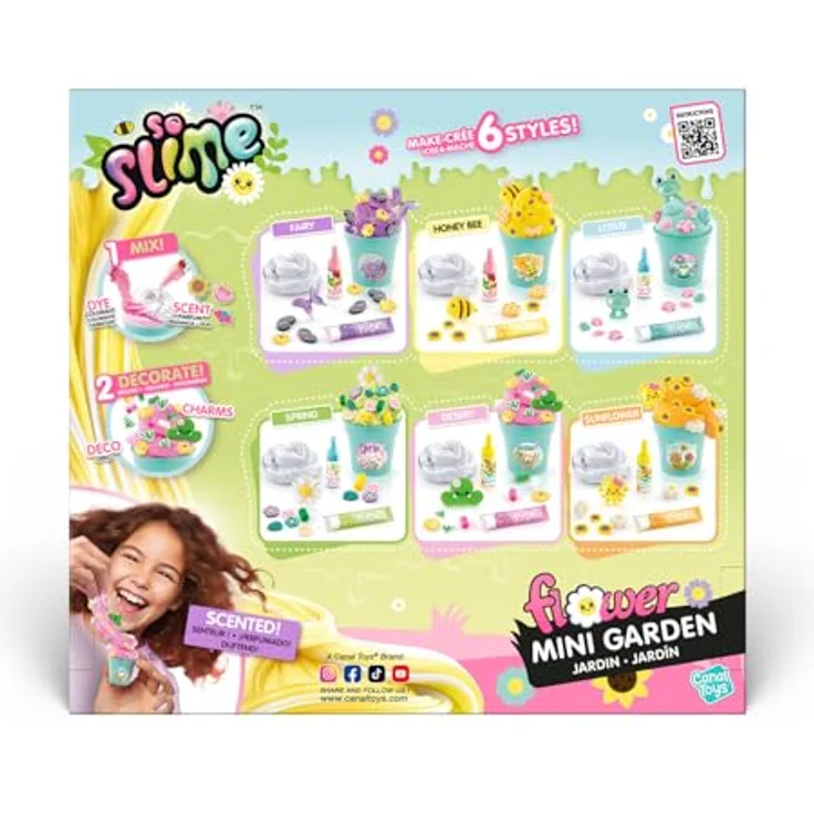Canal Toys So Slime Flower Mini Garten, Kreativset mit Mini Gewächshaus, 6 bunten Blumentöpfen, Duft- und Farbpulver, Charms und Stickern, für Kinder ab 6 Jahren - SSC419 – Bild 4