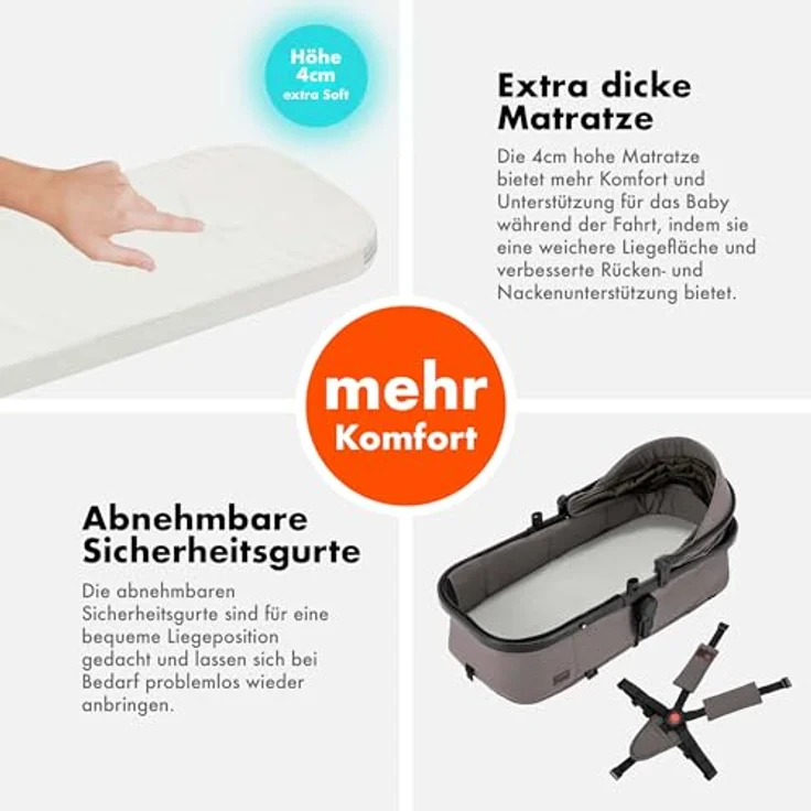 Daliya® FLEXI-PRO M 3in1 Kombikinderwagen mit i-Size Babyschale, leichten Aluminiumrahmen, Memory-Knöpfen und großem Einkaufskorb – Bild 7