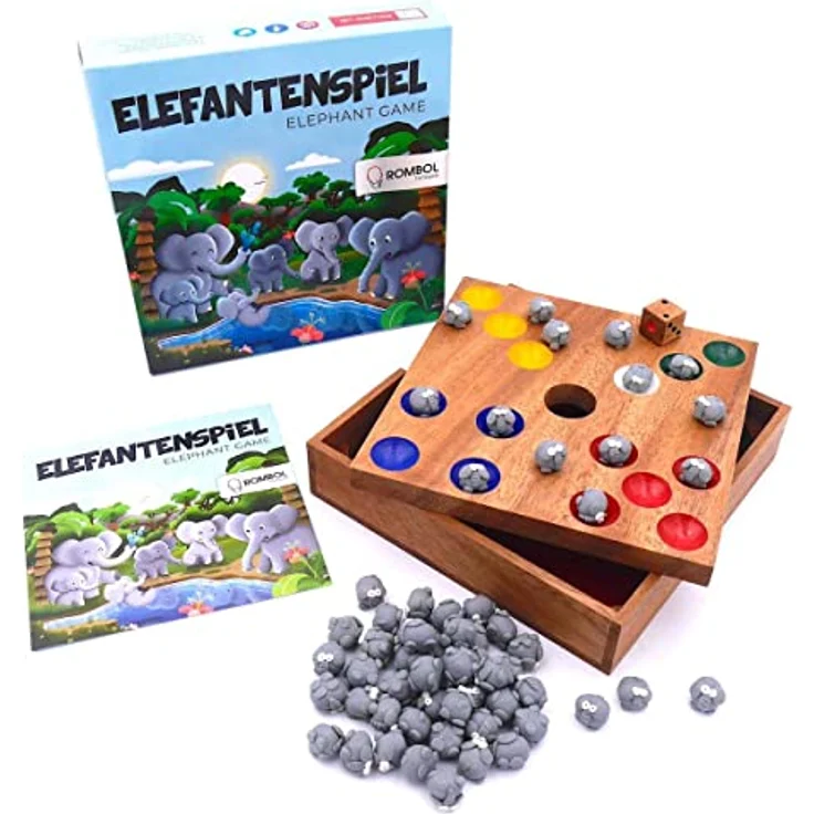 ROMBOL Elefantenspiel - Das Würfelspiel mit den süßen Elefanten für die ganze Familie, Modell:Elefanten – Bild 1