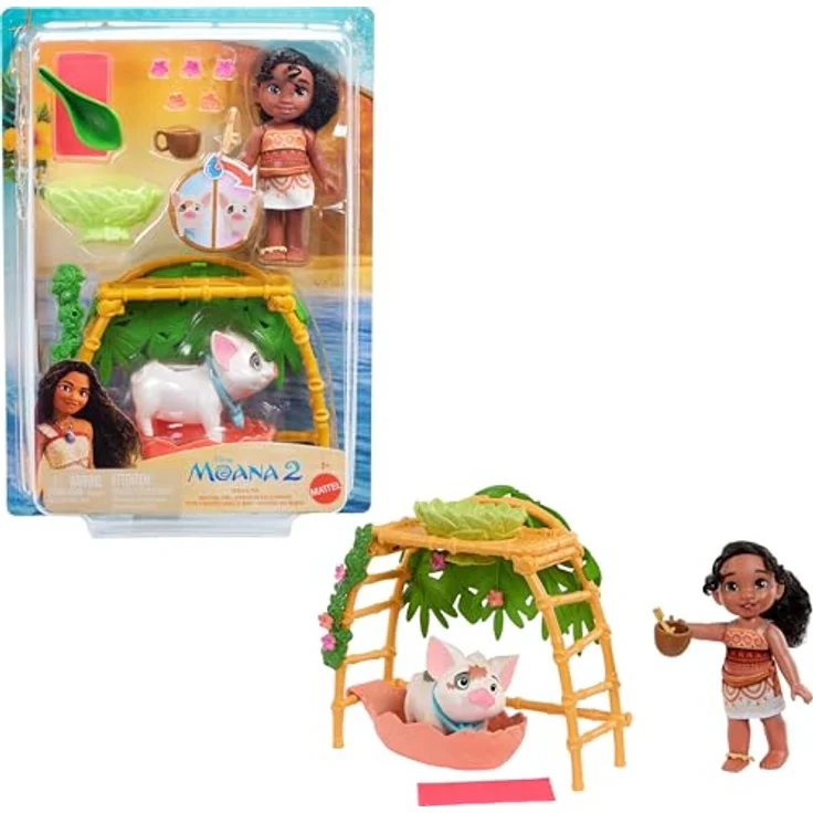 Mattel Disney Moana 2 Simea & Pua Badespielzeug Spielset mit Puppe, Sammelfiguren für Badespaß – Bild 1