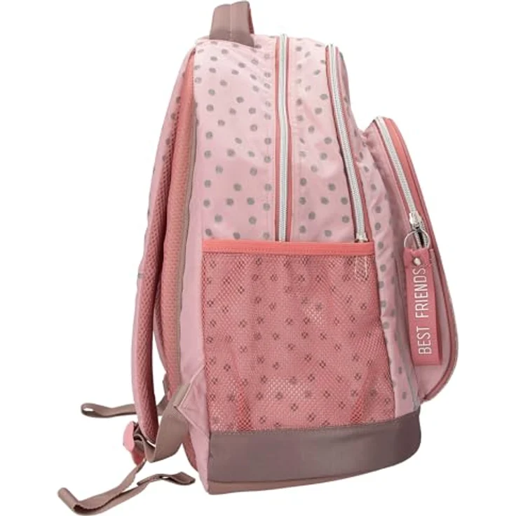 Depesche 14009 TOPModel Dots, Rosa Schulrucksack mit Model Motiv, Punkte-Muster und Glitzer, 2 Hauptfächer, verstellbare Träger, ca. 40 x 30 x 19 cm – Bild 3