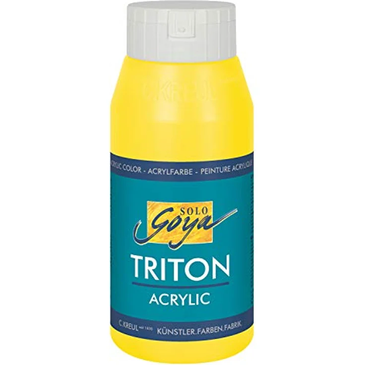 KREUL Solo Goya Triton Acrylfarbe echtgelb, 750 ml, schnell und matt trocknend, Farbe auf Wasserbasis, in Studioqualität, gut deckend und ergiebig – Bild 1