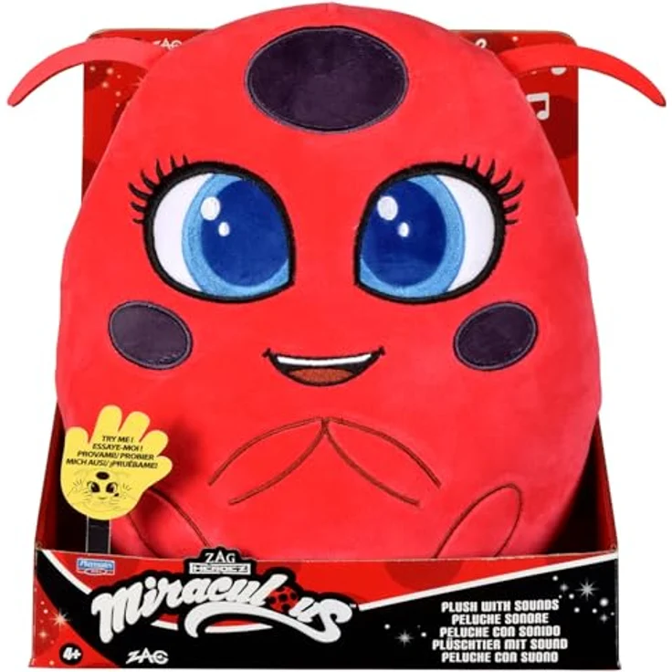 BANDAI Miraculous Tikki Plüschfigur mit Sprechfunktion, 20 cm, offizielles Kwami-Spielzeug für Kinder ab 4 Jahren – Bild 1