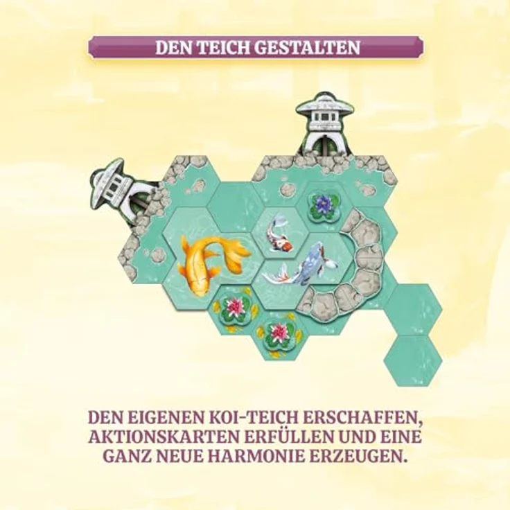 KOSMOS 687465 Koi, taktisches Kennerspiel für 1-4 Spieler, Brettspiel mit hochwertigen 3D-Objekten und wunderschönen Illustrationen – Bild 4