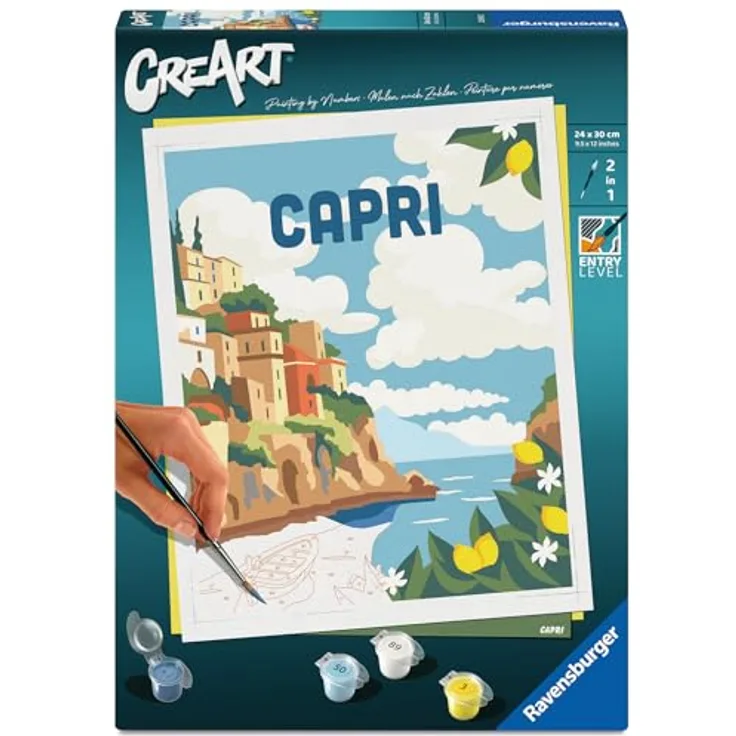 Ravensburger Malen nach Zahlen CreArt, Capri, für Erwachsene, mit leuchtenden Farben und glänzendem Lack, Made in Europe