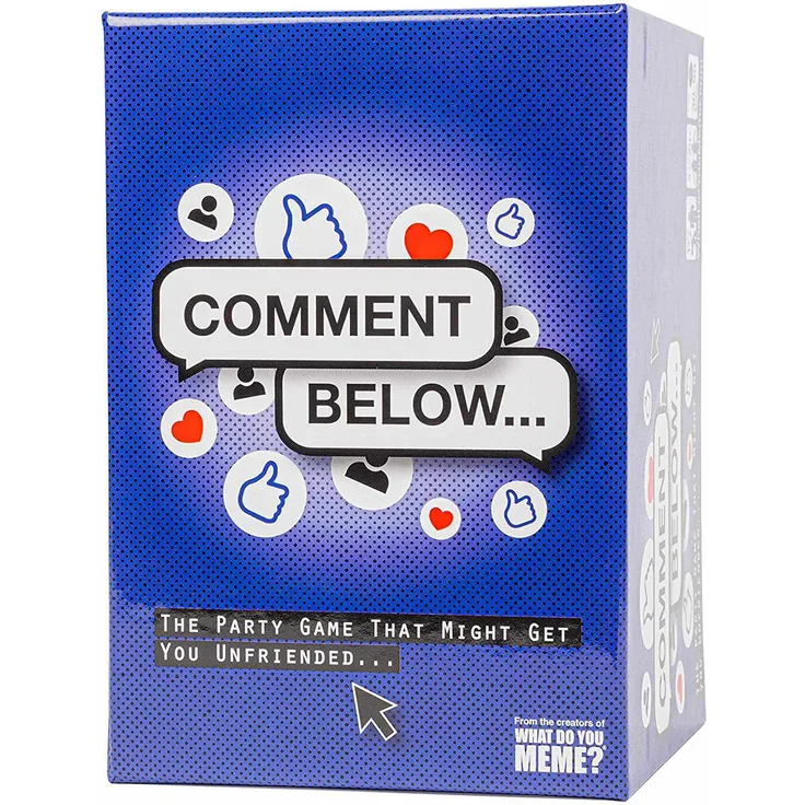 JTI GmbH Comment Below, Partyspiel mit rotierendem Richter, Multicolor, für 3+ Spieler, Englisch, 30-90 Minuten Spielzeit