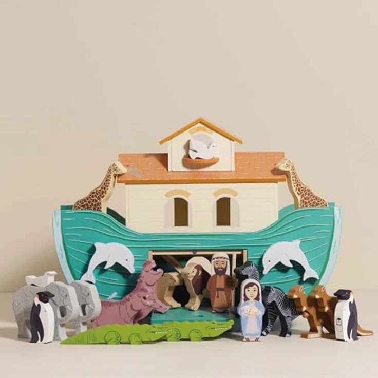 Le Toy Van Die große Arche, hölzernes Spielzeug-Boot mit 10 handbemalten Tierpaaren und Figuren, L 51 x B 17 x H 38 cm, ab 3 Jahre – Bild 3