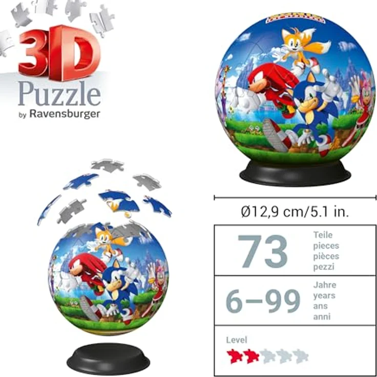 Ravensburger 3D Puzzle 11592 - Puzzle-Ball Sonic - 3D-Puzzle für Erwachsene und Kinder ab 6 Jahren, Durchmesser ca. 12,9 cm – Bild 3
