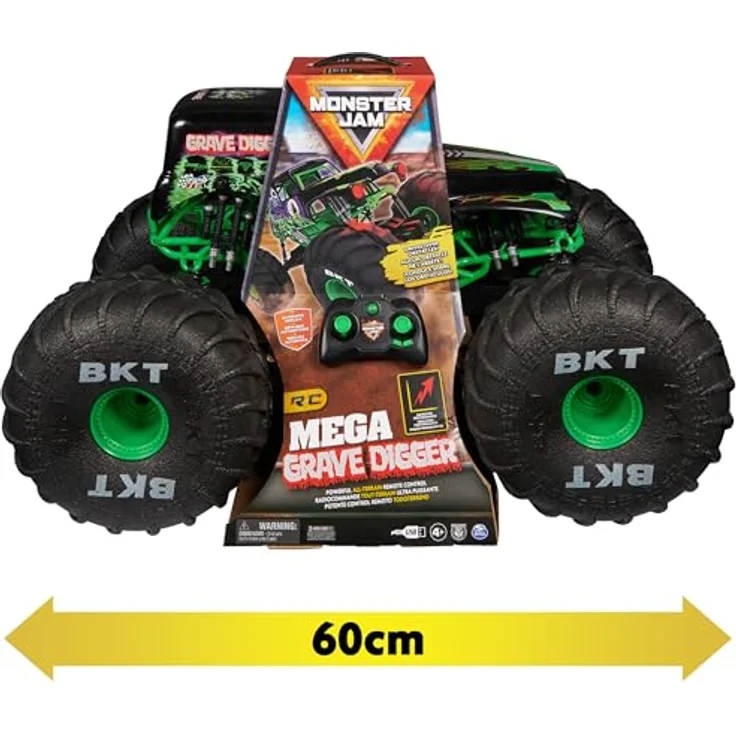 Monster Jam Ferngesteuerter Monster Truck Mega Grave Digger, über 60cm hoch, 1:6 Maßstab, USB-Ladekabel, für Jungen und Mädchen – Bild 5