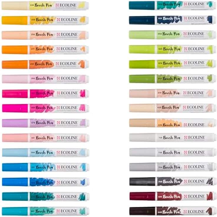Ecoline Brush Pen-Set 30 flüssige Aquarellstifte in leuchtenden Farben – Mischbare Pinselstifte für Handlettering und Zeichnen – Bild 4