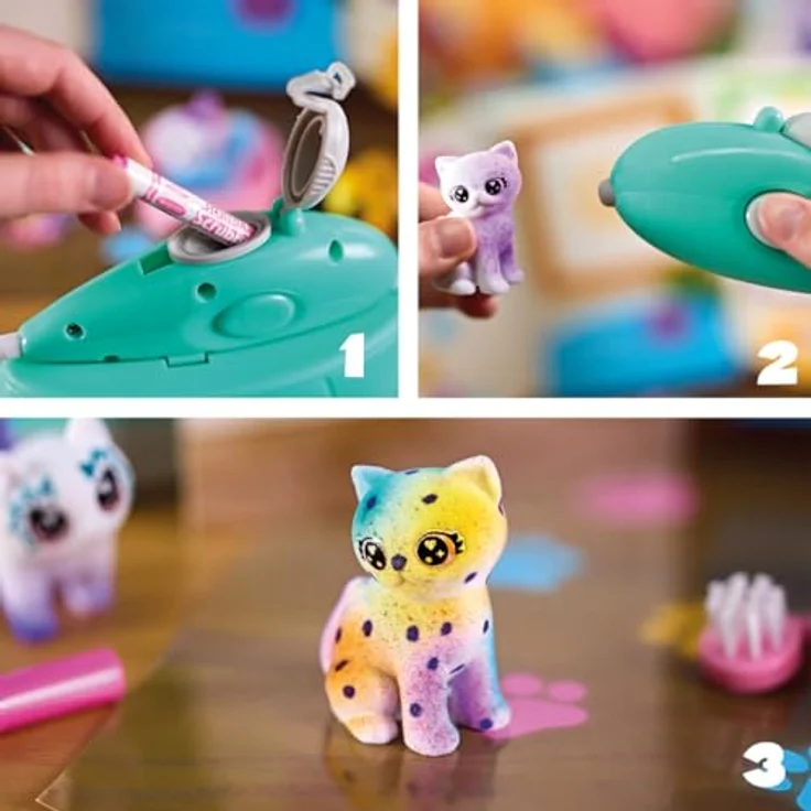 Crayola Washimals Spray Boutique, Brettspiel mit 4 individuell gestaltbaren Haustierfiguren und 8 kinderfreundlichen Markern – Bild 5