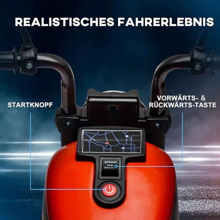 HOMCOM Elektro-Kindermotorrad 18-36 Monate, mit Stützrädern und Scheinwerfer, Belastbarkeit 25 kg, 3 km/h, Rot – Bild 4