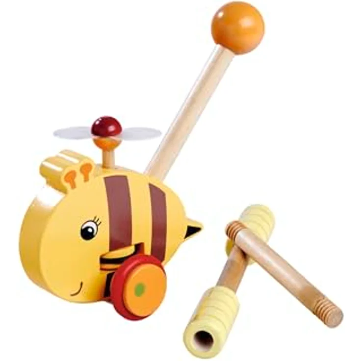 Eichhorn Schiebestab Biene, FSC®- schützt Wald - weltweit, Holzspielzeug mit Silikonreifen, abnehmbarer Stab - hochwertiges Spielzeug für Kleinkinder ab 1 Jahr – Bild 6
