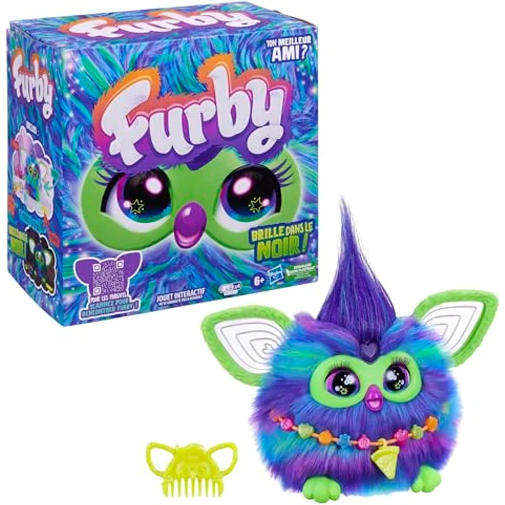 Furby Galaxie, interaktives Plüschtier, leuchtet im Dunkeln, französische Version, über 600 Antworten, reagiert auf Stimme, tanzend und synchronisierbar – Bild 2