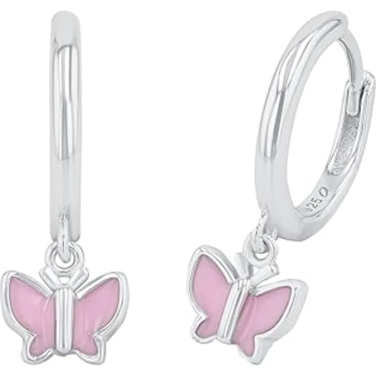 Prinzessin Lillifee Creolen, 925 Sterling Silber Ohrschmuck mit Schmetterling-Motiv, 1,8 cm, in Schmuck Geschenkbox