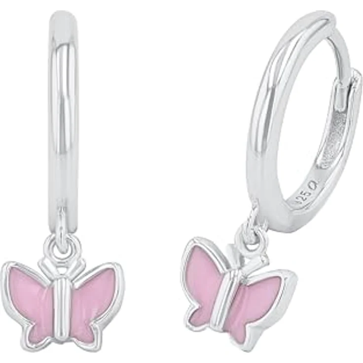 Prinzessin Lillifee Creolen, 925 Sterling Silber Ohrschmuck mit Schmetterling-Motiv, 1,8 cm, in Schmuck Geschenkbox – Bild 1