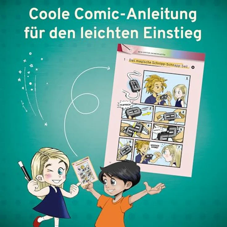 Kosmos Zauberkasten Mein erster Zauberkasten Magic Junior, 15 magische Tricks mit Comic-Anleitung und Online-Tutorials für Kinder ab 6 Jahren – Bild 5