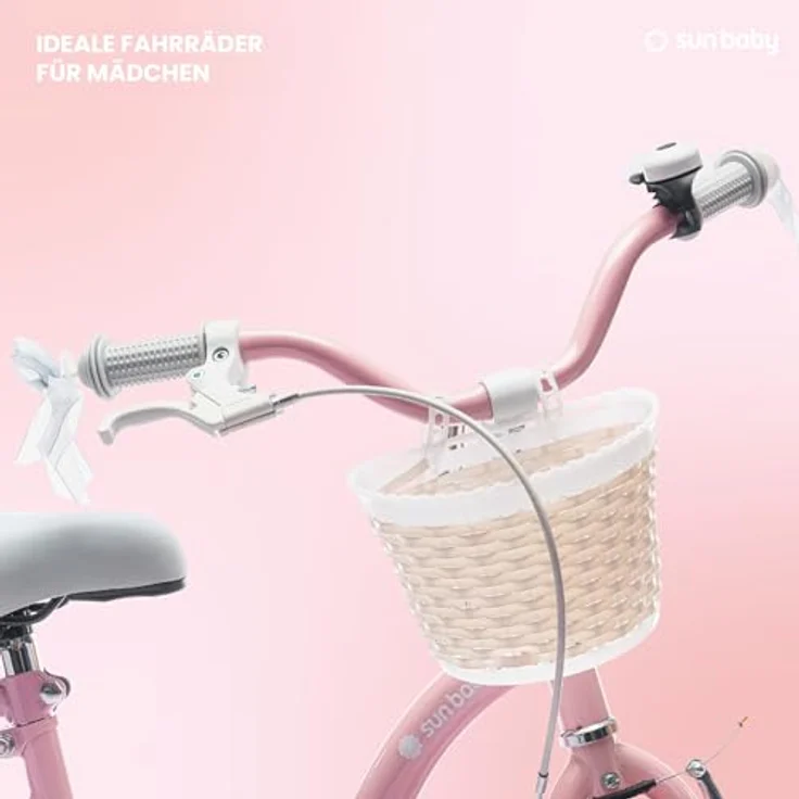 sun baby Mädchenfahrrad 14 Zoll Radgröße Flower Bike mit Abnehmbarer Schubstange, Rosa, Kinderfahrrad für Mädchen von 2 bis 6 Jahre – Bild 2