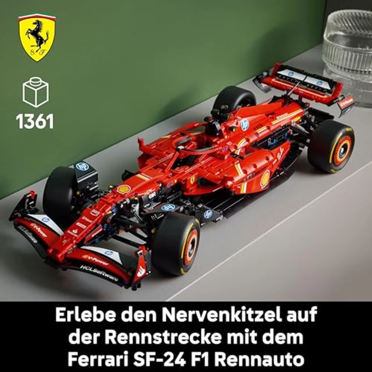 LEGO Technic Ferrari SF-24 F1 Rennauto 42207, Bausatz mit 1.362 Teilen, rot, Maßstab 1:8, authentische Details und Funktionen – Bild 2
