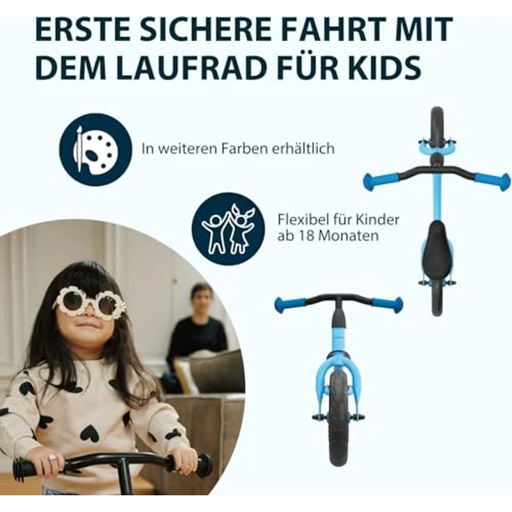 HUDORA Laufrad Up 10 Zoll Cyan, Leichtes Lauflernrad ab 18 Monaten mit hoher Kippstabilität für Kinder von 78-100 cm, ergonomischer Sattel und höhenverstellbarer Lenker – Bild 5