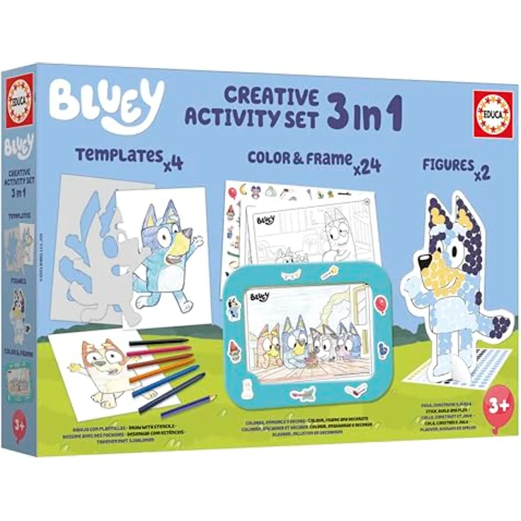 Educa Bluey Frame Creative Set 19887, 3-in-1 Mal- und Bastelset mit Ausmalblättern und Aufklebern für kreative Entfaltung – Bild 4
