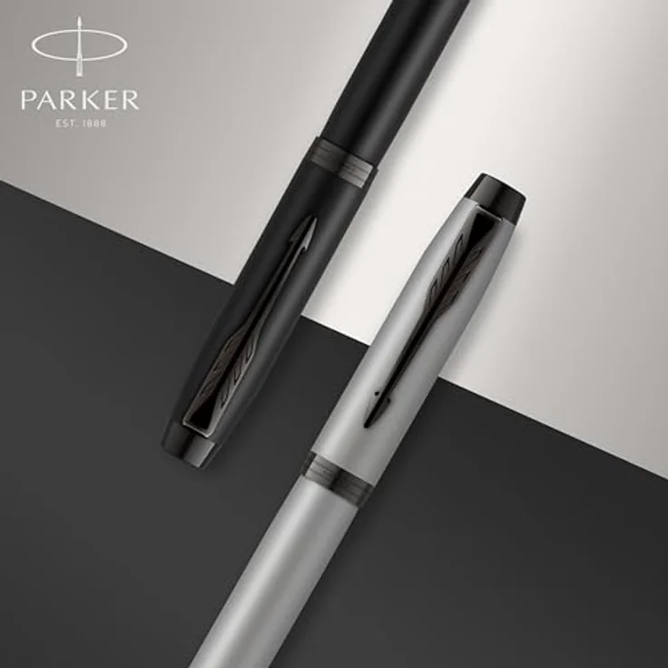 Parker IM Füllfederhalter, mattschwarz mit Edelstahlfeder in Stärke F, Schreibfarbe blau, Geschenk-Box – Bild 5