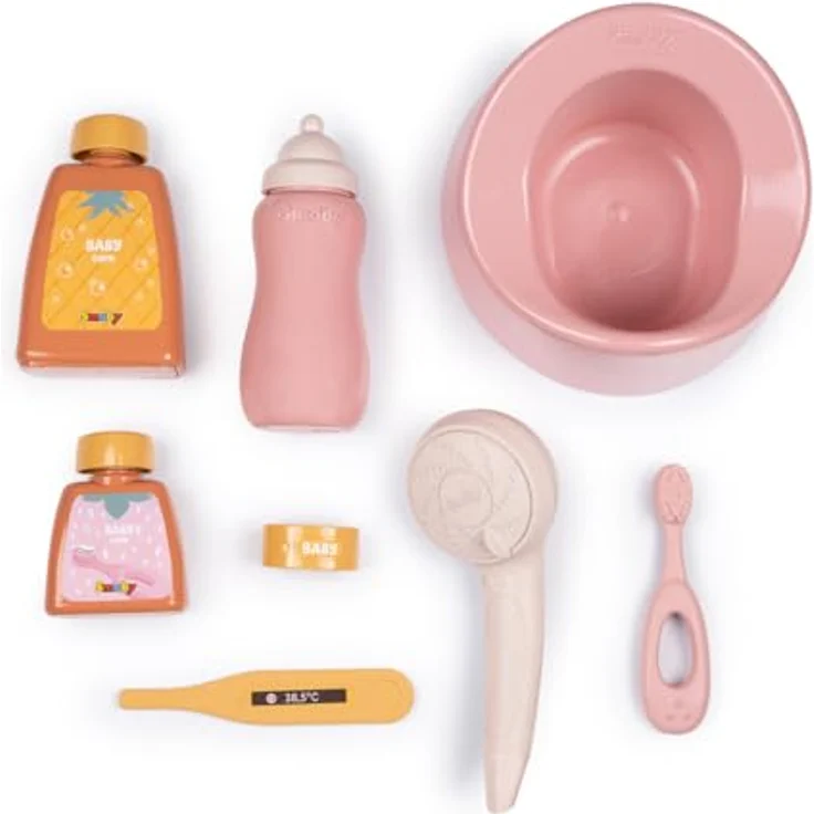 Smoby Baby Nurse Puppen-Badewanne, 8-teiliges Set mit Zubehör für Rollenspiele, aus recyceltem Material, für Kinder ab 3 Jahren, in Frankreich gefertigt – Bild 3