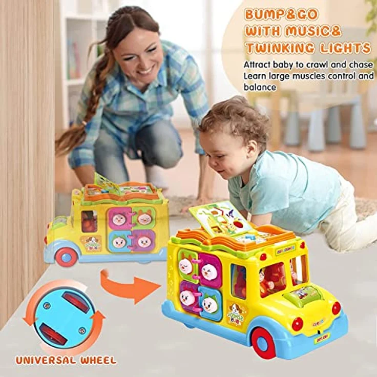 Baby Spielzeug ab 1 Jahr Pädagogisches Intellektuelles Bus Baby Spielzeug ab 6 9 12 18 Monate Tiergeräuschen/Musik/ Bewegung Musikalischer Bus Kinderspielzeug ab 1 2 Jahre Mädchen Junge Geschenk – Bild 4