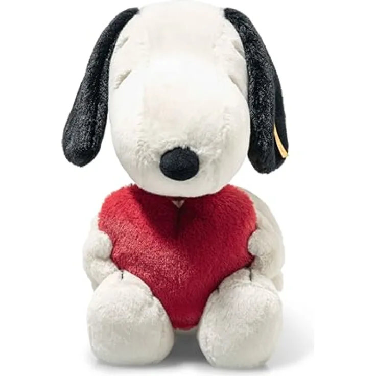 Steiff Kuscheltier Snoopy Love, Soft Cuddly Friends, Plüschtier 30 cm, Weiß - Ideal für Jungen, Mädchen & Babys ab 0 Monaten