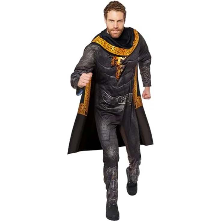 Amscan Black Adam Erwachsenenkostüm, wattierter Overall mit Kapuzen-Umhang, Größe L – Bild 2