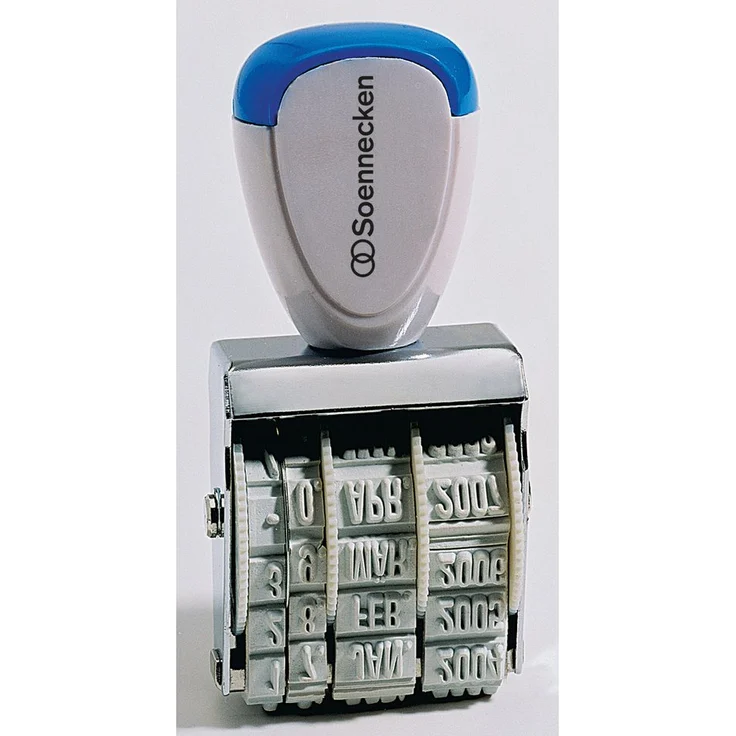 Soennecken Datumstempel 3831, Monat in Buchstaben, 4x27mm, silber, mit stabilem Metallgehäuse und 12 Jahren Jahresbändern – Bild 1