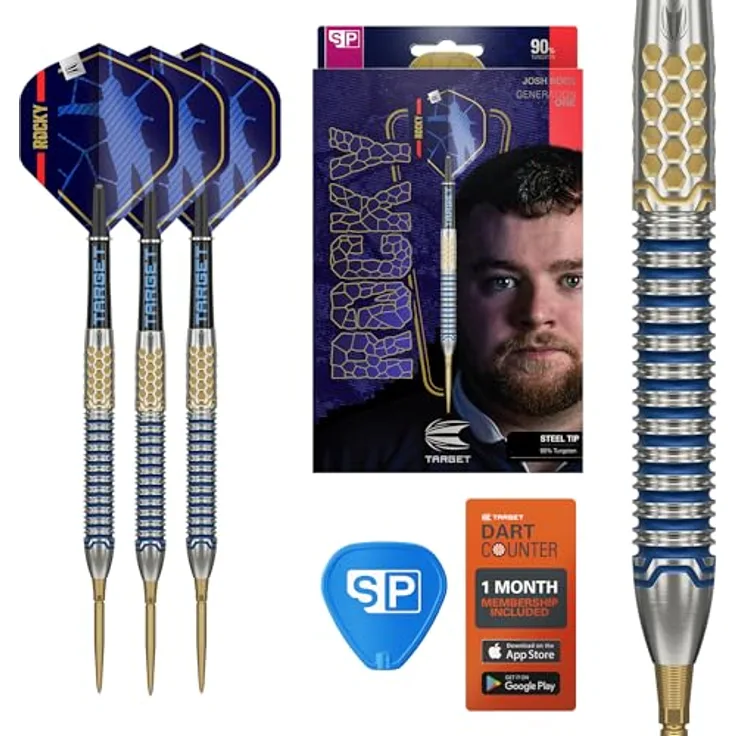 Target Darts Josh Rock Gen 1, 90% Tungsten Steel Tip Darts, 24G, mit Swiss Storm Nano Spitzen und Pro Grip Schäften