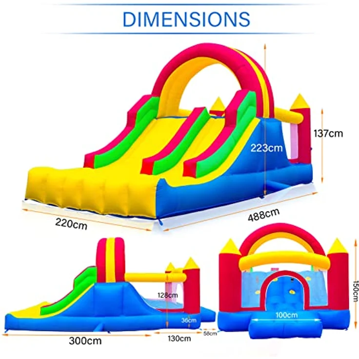 Ballsea Hüpfburg mit Gebläse, aufblasbare Spielburg für Kinder von 3 bis 10 Jahren, Indoor & Outdoor, extra dickes Sprungtuch (488 x 223 x 220 cm) – Bild 2