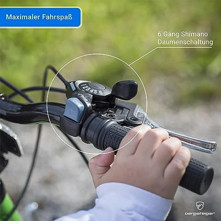 Bergsteiger Montreal 20, 24 Zoll Kinderfahrrad, geeignet für 6,7, 8, 9, 10, 11, 12, 13 Jahre, Shimano 18 Gang-Schaltung, Mountainbike mit Vollfederung, Jungen-Fahrrad, Mädchen-Fahrrad – Bild 2