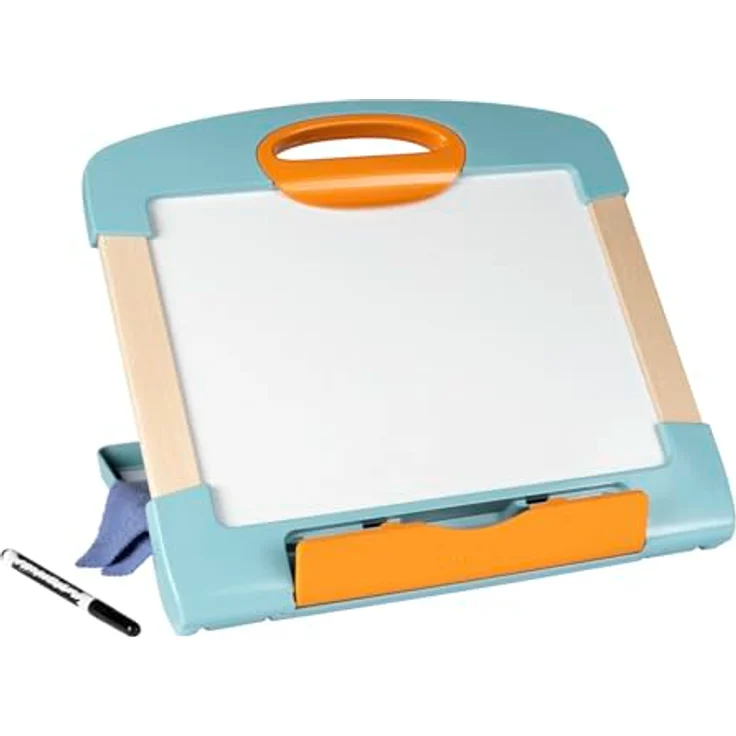 Smoby Modulo Slate, Tisch-Maltafel aus Holz und Kunststoff mit magnetischer weißer Seite, Ablagefach und wasserlöslichem Filzstift, 38 x 30,5 x 27 cm – Bild 1