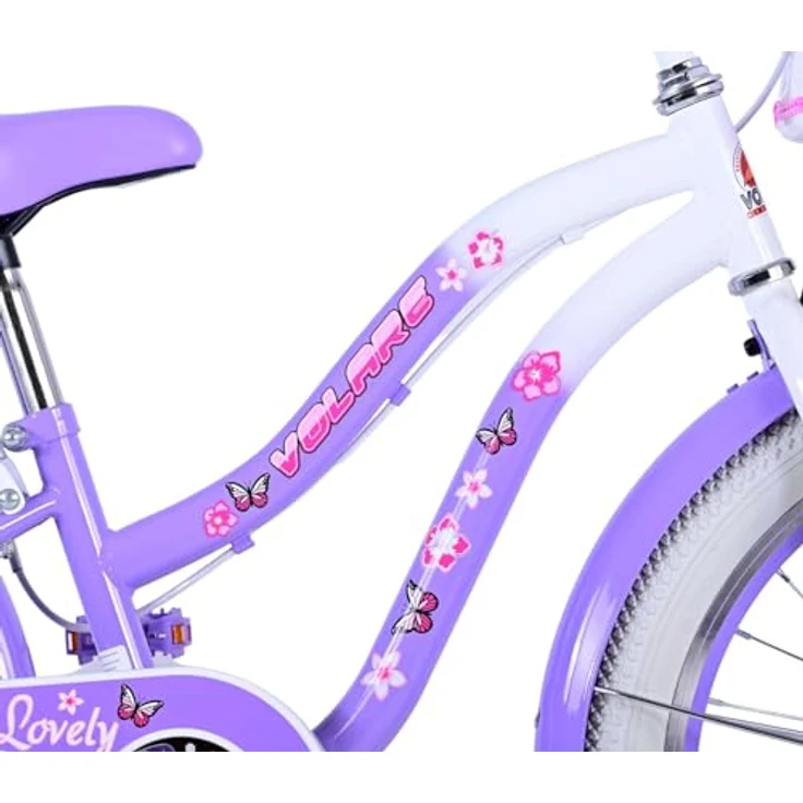 Volare Lovely 20 Zoll Kinderfahrrad, Lila, 1 Gang, mit Korb, Seitenständer und höhenverstellbarem Sattel – Bild 6
