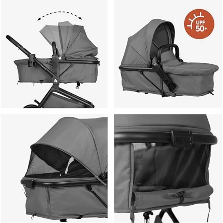 Hauck 2in1 Kinderwagen Convert N Care, ab Geburt bis 4 Jahre, Dark Grey, inkl. Matratze und Babyschalen-Adapter – Bild 6