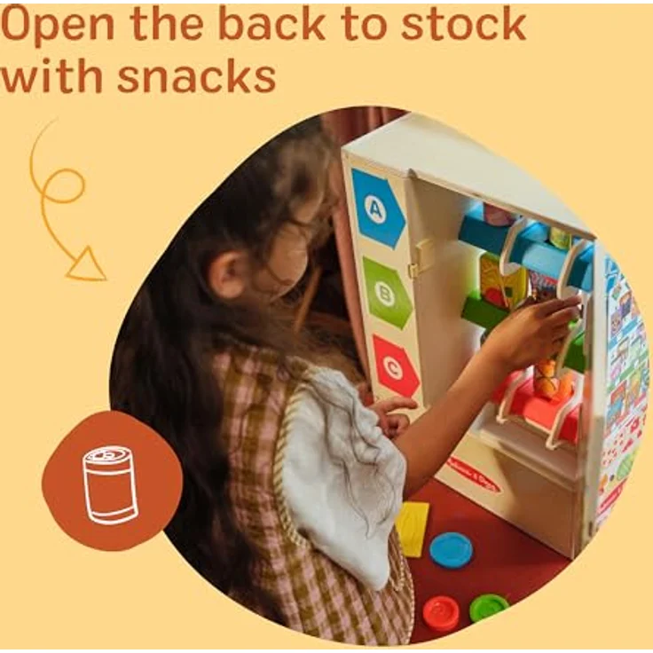 Melissa & Doug Verkaufsautomaten Spielset, 19-teilig, mit Snacks, Getränken und Münzen, Lern- und Rollenspielzeug für Kinder ab 3 Jahren – Bild 4