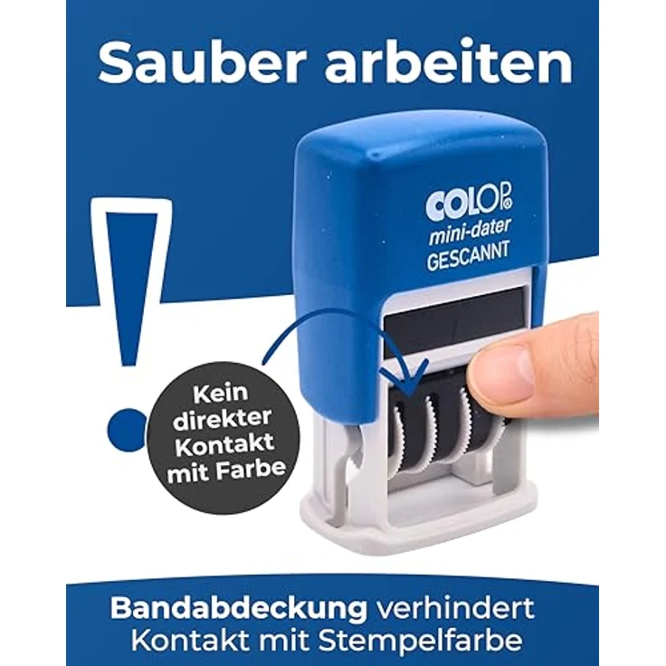 COLOP Stempel Datumstempel mit Text selbstfärbend blau rot, Mini-Dater S 160/L1 - Lagertextstempel mit Texteingabe – Bild 7