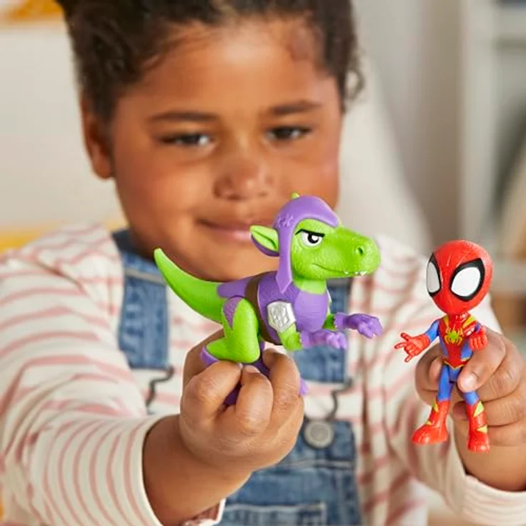 Spidey and his Amazing Friends Marvel Spidey und Seine Super-Freunde Dino-Webs, Action-Figurenset mit beweglicher Spidey- und Kobold-Raptor-Figur, 10 cm – Bild 5