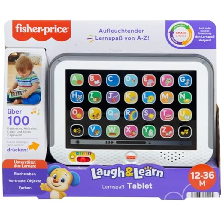 Fisher-Price® Lernspielzeug Lernspaß Smart Stages Tablet, interaktiv mit 28 App-Tasten, Licht und Sound, inklusive Batterien – Bild 6