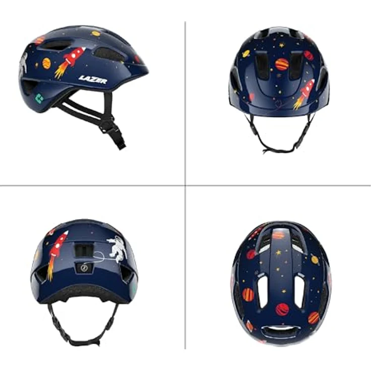 LAZER Nutz 2.0 KinetiCore Kinderfahrradhelm, leichter Unisize Helm mit Sicherheits-Technologie und tiefem Schläfenschutz, Weltraum Design – Bild 2