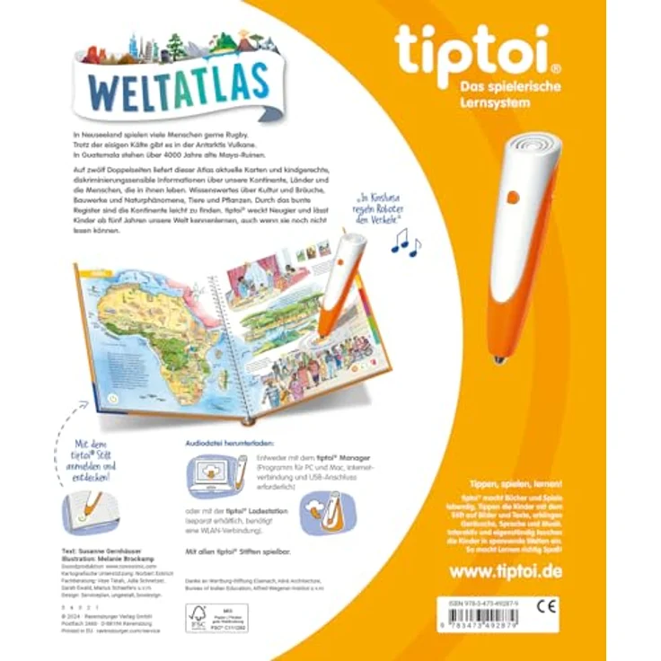 Ravensburger tiptoi® Weltatlas, Lernbuch für Kinder ab 5 Jahren, interaktive Entdeckungstour durch die Welt – Bild 2