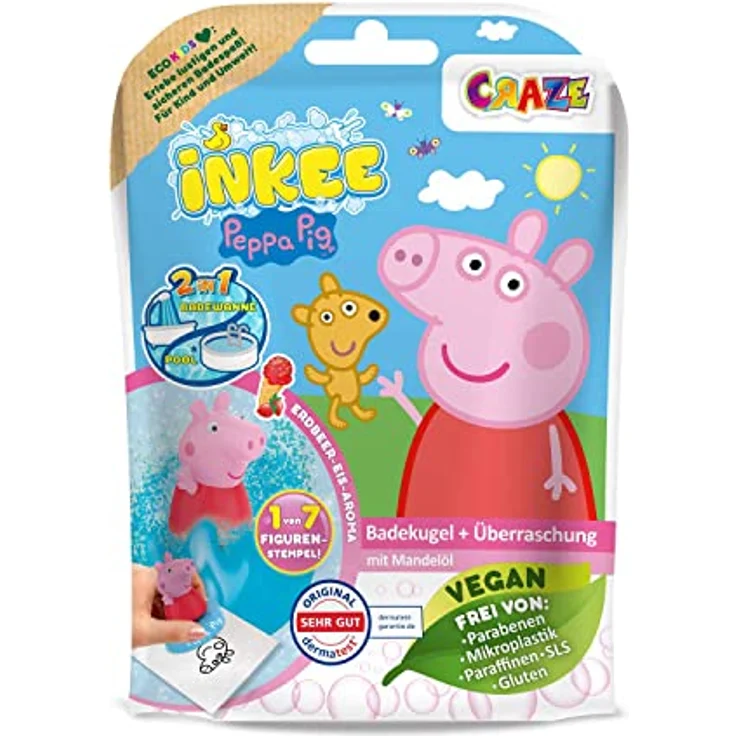 Craze INKEE SURPRISE - Peppa Pig Badekugeln Kinder mit Überraschung Peppa Wutz Spielzeug für die Badewanne - Badezusatz 43127 – Bild 2